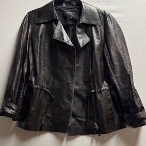 Lafayette 148 New York Dark Leather Jacket